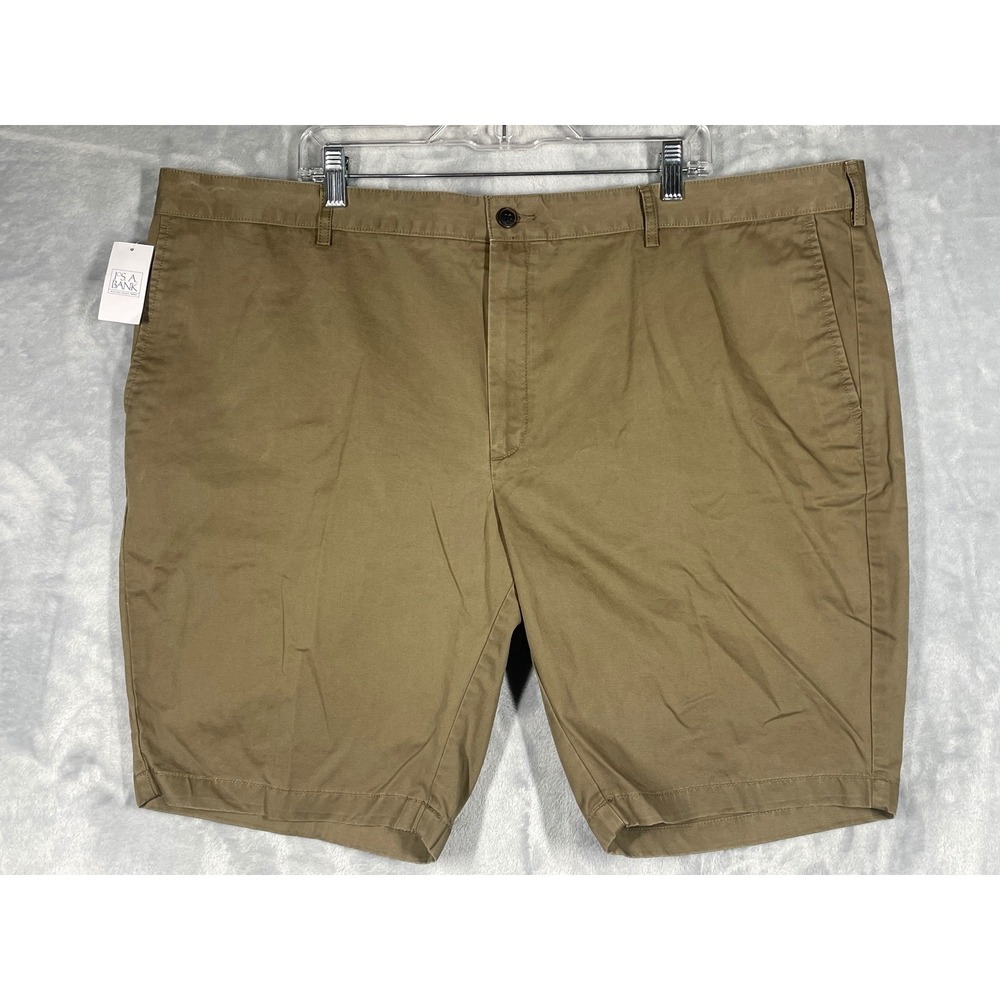 Jos A Bank 1905 Mens Khaki Chino Shorts 48R Tan Cotton Twill Flat Front 48W NEW